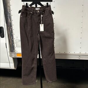 Dark Brown Good American Straight-Leg Jeans